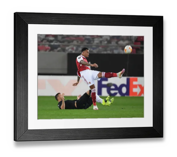 Framed Print : Arsenal's Gabriel Faces Off Against SL Benfica in Europa League Clash, Piraeus 2021 Framed Print : Arsenal's Gabriel Faces Off Against SL Benfica in Europa League Clash, Piraeus 2021