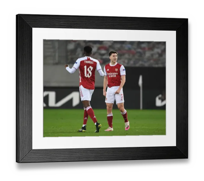 Framed Print : Arsenal's Tierney and Partey: United in Victory - Celebrating Goals in Europa League against SL Benfica Framed Print : Arsenal's Tierney and Partey: United in Victory - Celebrating Goals in Europa League against SL Benfica