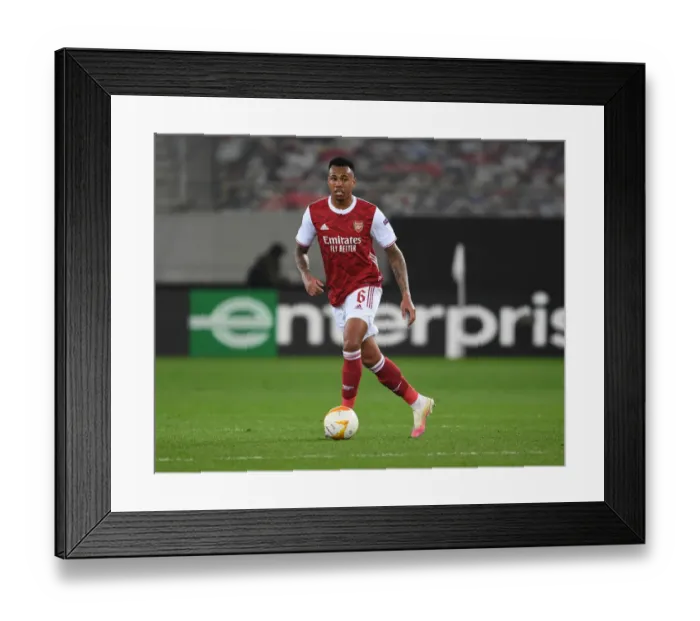 Framed Print : Gabriel in Action: Arsenal vs SL Benfica, Europa League 2021 (Piraeus) Framed Print : Gabriel in Action: Arsenal vs SL Benfica, Europa League 2021 (Piraeus)