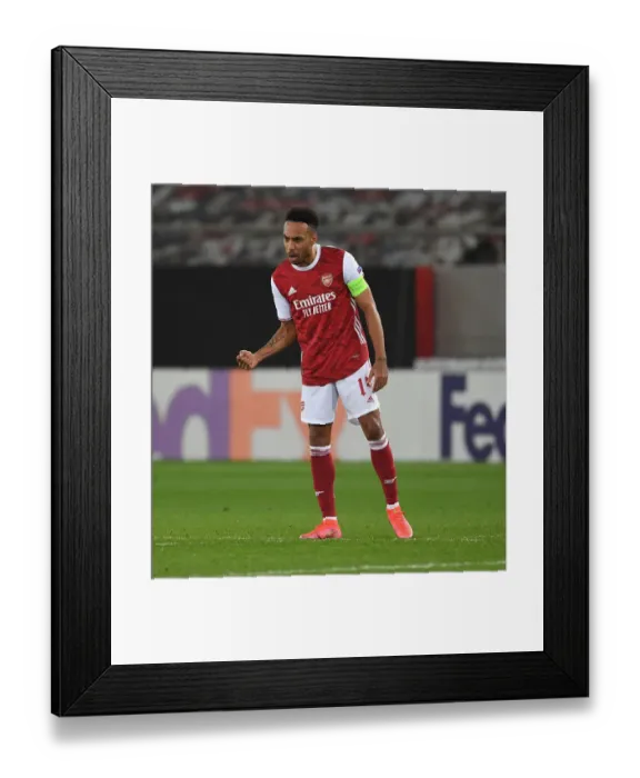 Framed Print : Arsenal's Aubameyang Scores Third Goal in Europa League Victory over SL Benfica