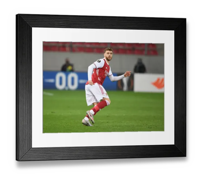 Framed Print : Arsenal's Calum Chambers in Action against SL Benfica in the Europa League Round of 32, Piraeus, Greece (February 2021)