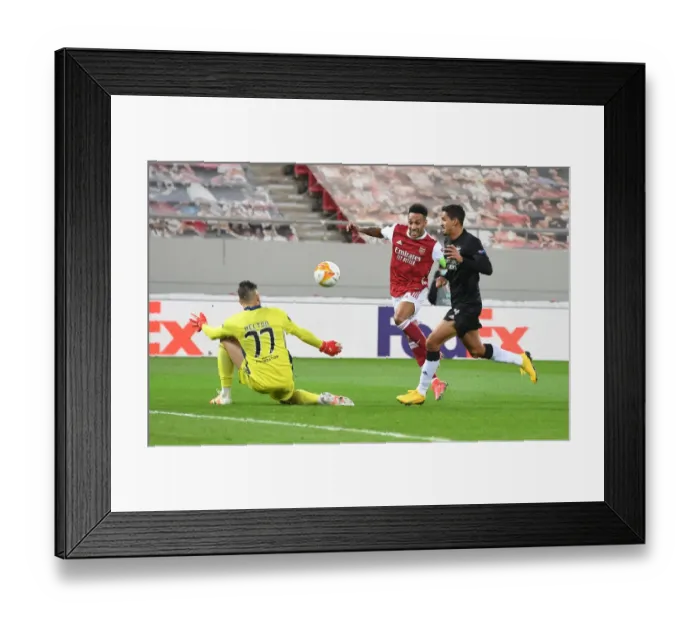 Framed Print : Aubameyang Scores: Arsenal Tops Benfica in Europa League Clash Framed Print : Aubameyang Scores: Arsenal Tops Benfica in Europa League Clash