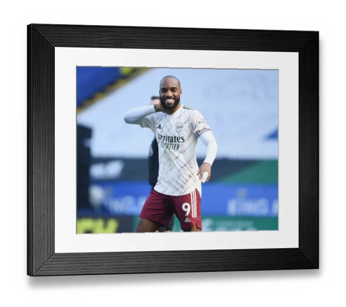 Framed Print : Alexis Lacazette Scores as Arsenal Beat Leicester City 2-1 in Empty King Power Stadium (2020-21 Premier League)