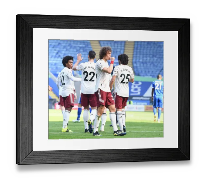 Framed Print : David Luiz Scores the Winner: Arsenal Edges Past Leicester City in Empty Premier League 2021 Match Framed Print : David Luiz Scores the Winner: Arsenal Edges Past Leicester City in Empty Premier League 2021 Match