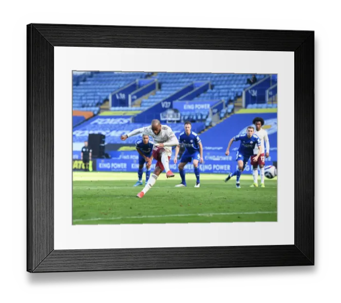 Framed Print : Alexis Lacazette Scores Penalty: Leicester City vs. Arsenal, Premier League 2021 (Behind Closed Doors)