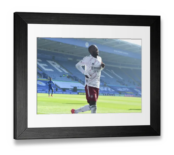 Framed Print : Pepe's Hat-Trick: Arsenal's 3-1 Victory Over Leicester City (Behind Closed Doors, 2021)