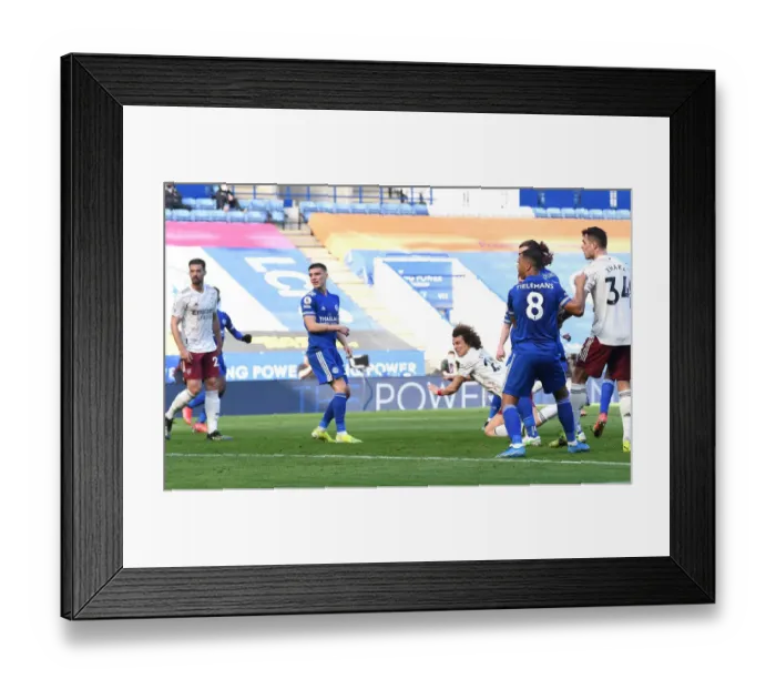 Framed Print : David Luiz Scores First Goal: Leicester City vs. Arsenal, Premier League 2020-21