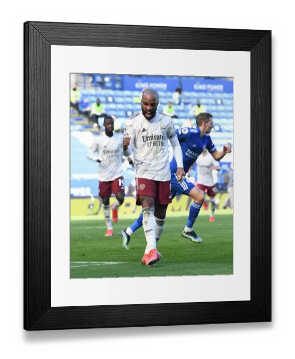 Framed Print : Alexandre Lacazette's Thrilling Second Goal: Leicester City vs Arsenal, Premier League 2020-21