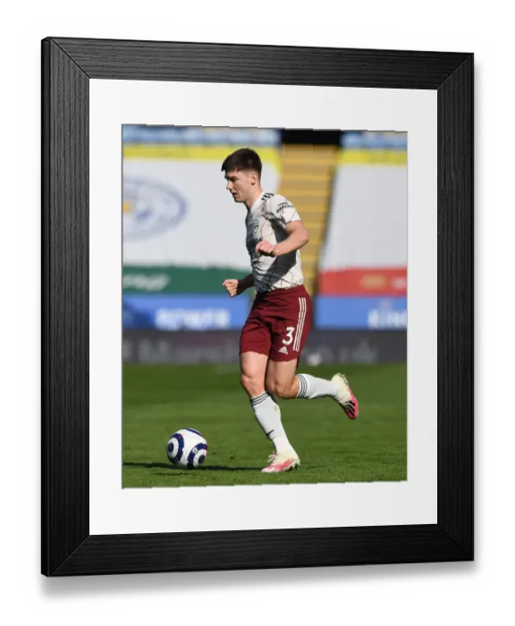 Framed Print : Arsenal's Kieran Tierney in Action against Leicester City - Premier League 2020-21