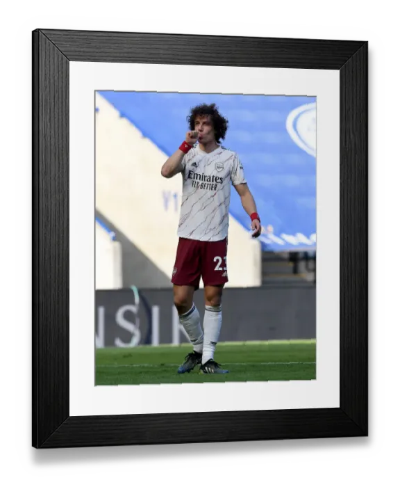 Framed Print : David Luiz Scores Thrilling Second Goal for Arsenal at Leicester City's King Power Stadium, Premier League 2020-21