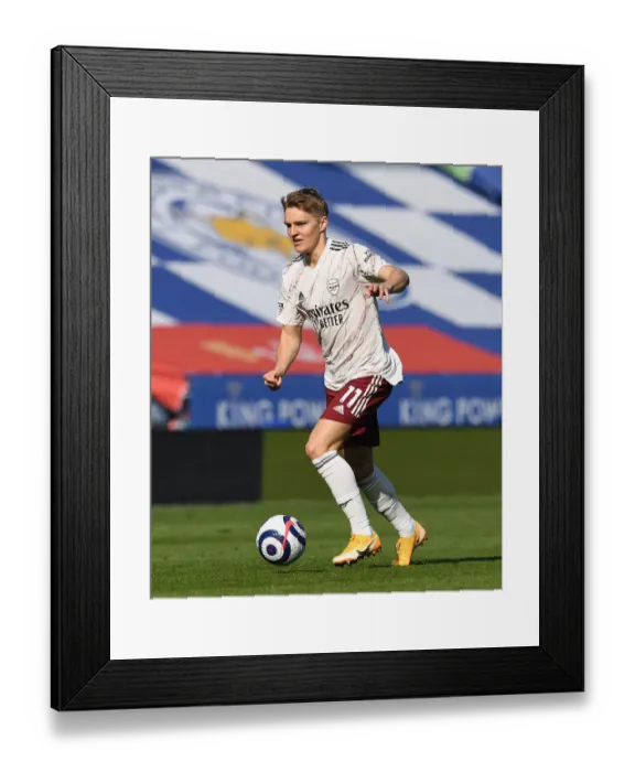 Framed Print : Martin Odegaard in Action: Arsenal vs. Leicester City, Premier League 2020-21