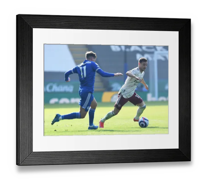 Framed Print : Leicester City vs Arsenal: Cedric Soares Clashes with Marc Albrighton in Premier League Showdown
