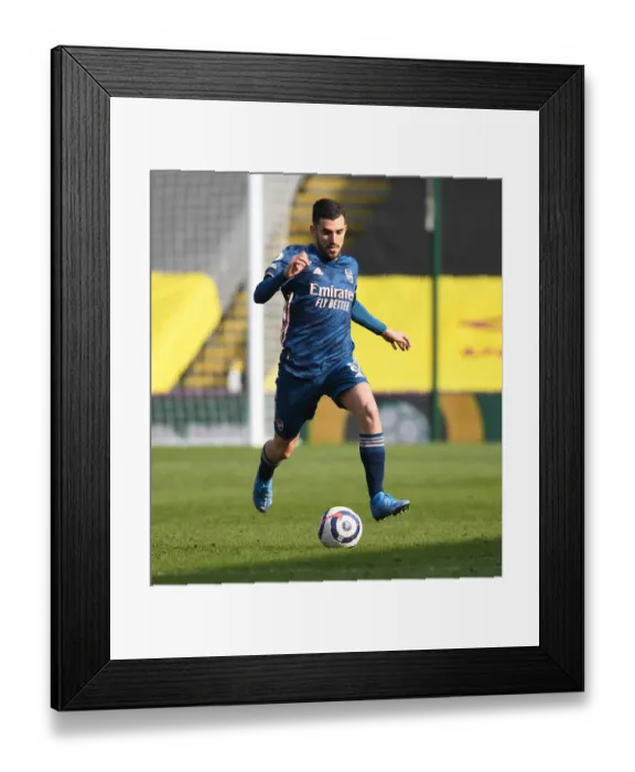 Framed Print : Empty Turf Moor: Dani Ceballos in Action as Arsenal Face Burnley in Premier League Amidst COVID-19 Restrictions