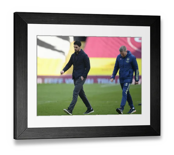 Framed Print : Mikel Arteta and Steve Round: Burnley vs Arsenal, Premier League 2021 - Behind Closed Doors Framed Print : Mikel Arteta and Steve Round: Burnley vs Arsenal, Premier League 2021 - Behind Closed Doors