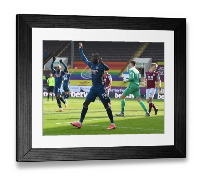 Framed Print : Burnley vs Arsenal: Pepe Shines in Empty Turf Moor, Premier League 2021