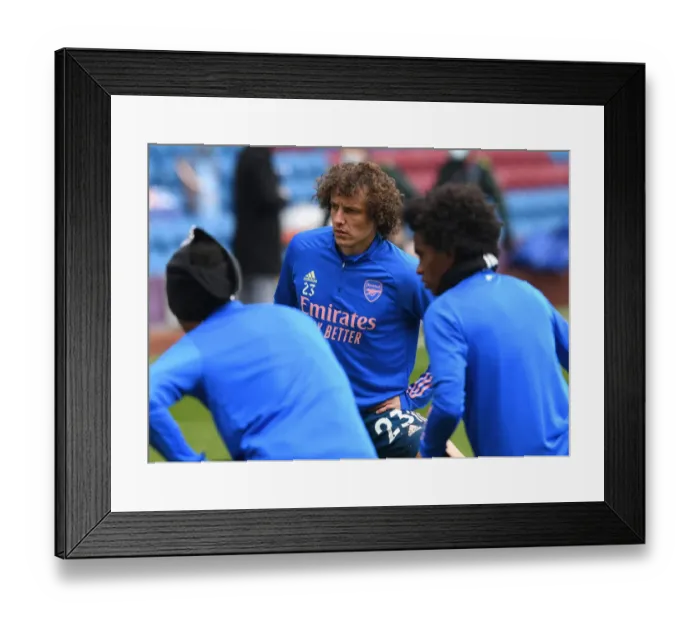 Framed Print : Arsenal's David Luiz Gears Up for Burnley Clash in Empty Turf Moor (Burnley v Arsenal 2021)