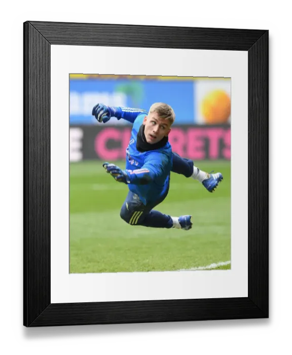 Framed Print : Arsenal's Alex Runarsson Prepares for Burnley Clash Amid Empty Turf Moor (Burnley v Arsenal 2021)