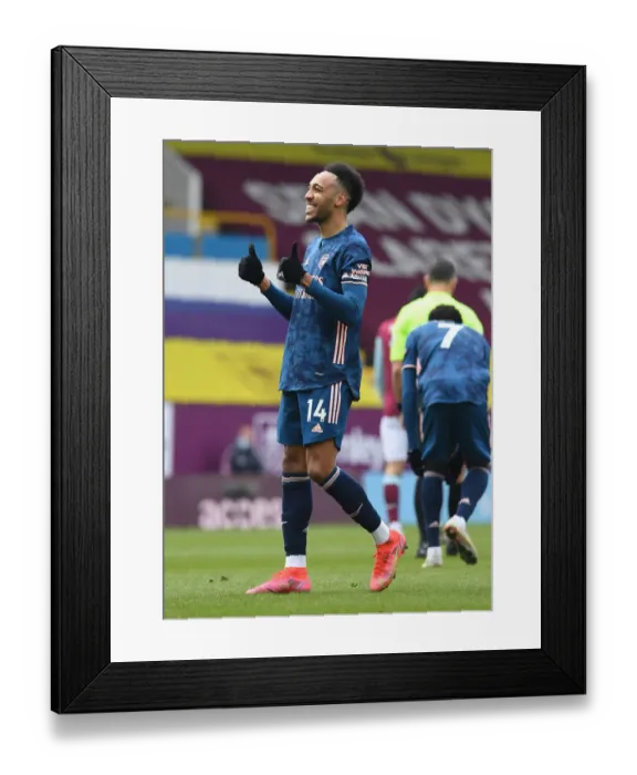 Framed Print : Aubameyang Scores: Burnley vs. Arsenal in Empty Turf Moor, Premier League 2020-21