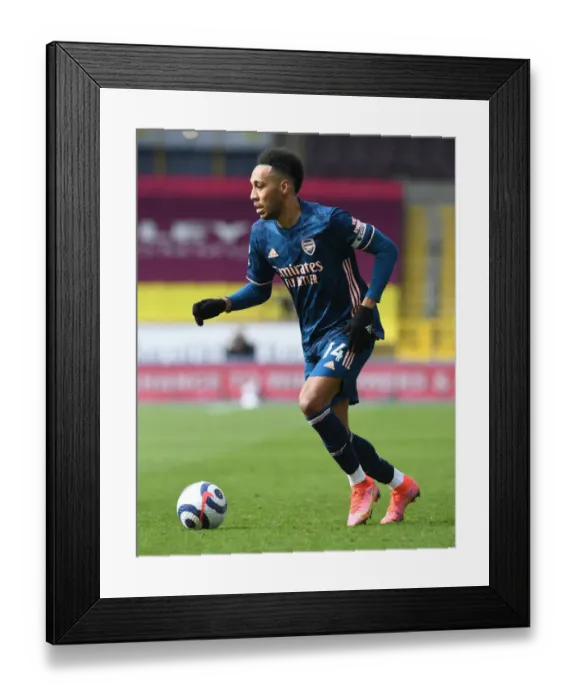 Framed Print : Arsenal's Aubameyang Scores in Empty Turf Moor: Burnley vs Arsenal, Premier League 2021