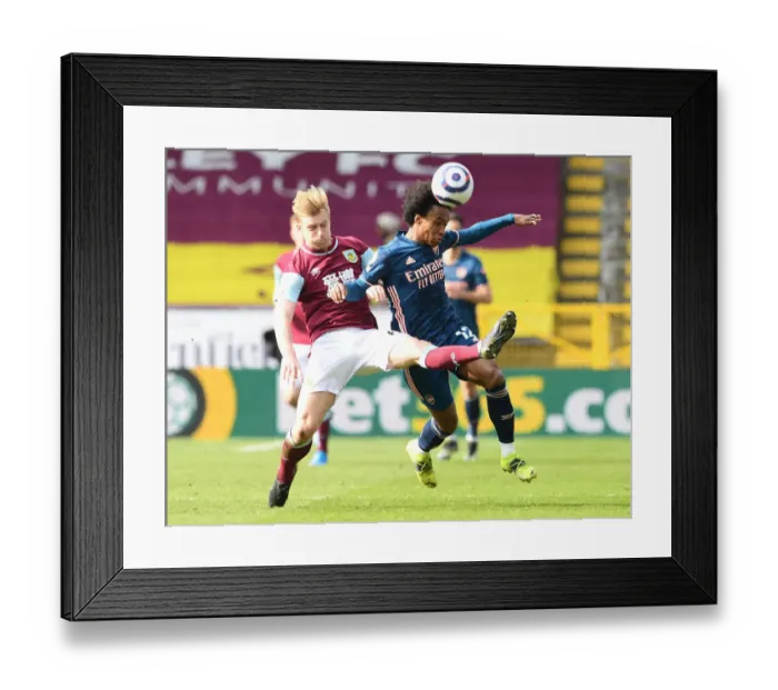 Framed Print : Willian vs Ben Mee: Premier League Showdown at Empty Turf Moor (Burnley vs Arsenal, March 2021)