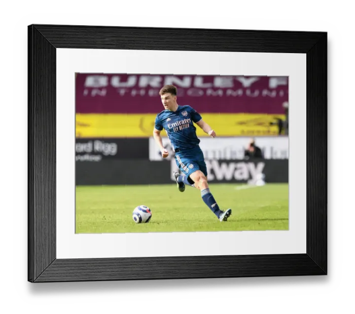 Framed Print : Arsenal's Kieran Tierney at Burnley: Premier League Match Amidst COVID-19 Restrictions (Burnley v Arsenal 2021)