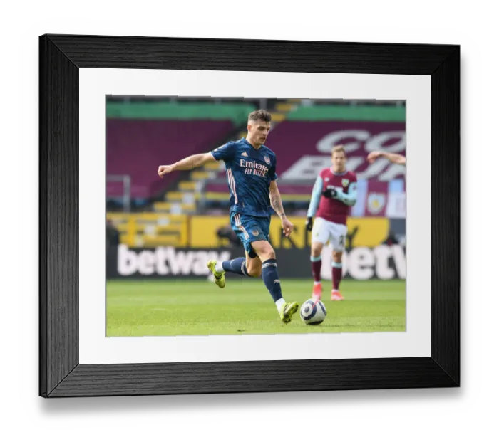 Framed Print : Lone Warrior Xhaka: Arsenal's Battle at Empty Turf Moor, Premier League 2020-21