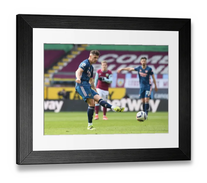 Framed Print : Lone Warrior Xhaka: Arsenal's Battle at Empty Turf Moor, Premier League 2020-21