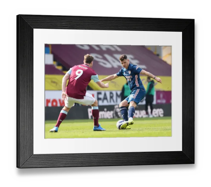 Framed Print : Lone Warrior Xhaka: Arsenal's Battle at Empty Turf Moor Against Burnley, Premier League 2020-21