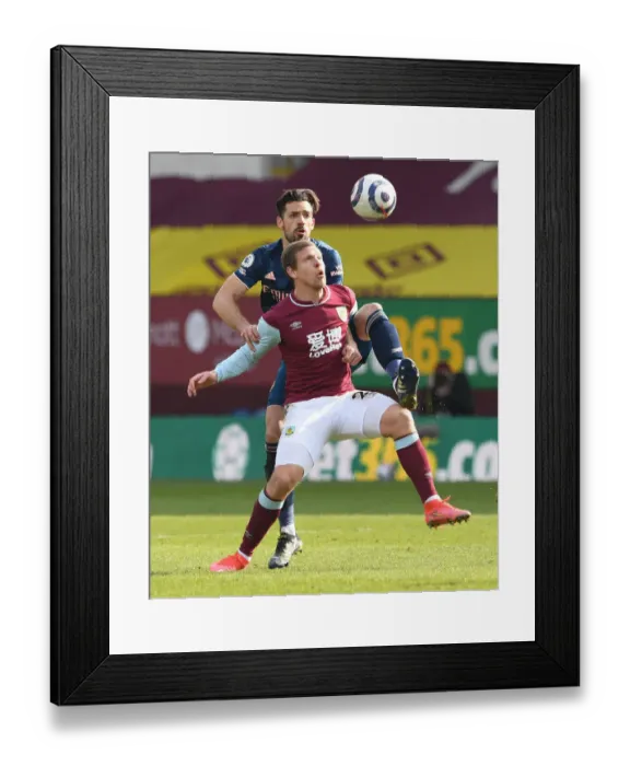Framed Print : Burnley vs. Arsenal: Pablo Mari Clashes with Matej Vydra in Empty Turf Moor, Premier League 2020-21