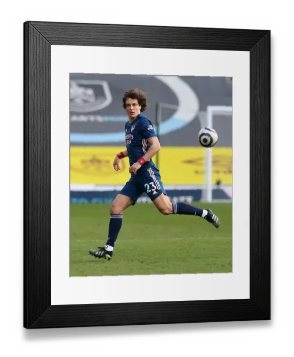 Framed Print : Burnley vs Arsenal: David Luiz in Action at Empty Turf Moor, Premier League 2021