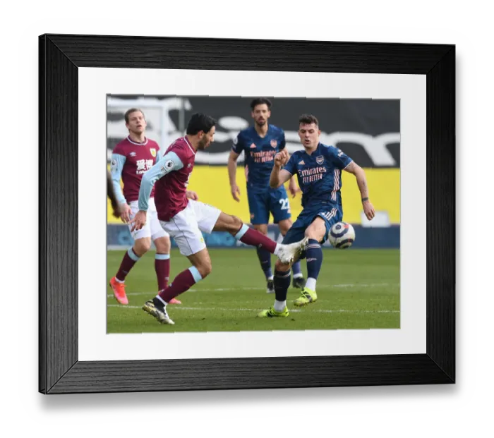 Framed Print : Burnley vs. Arsenal: Xhaka vs. McNeil Clash in Empty Turf Moor, Premier League 2020-21