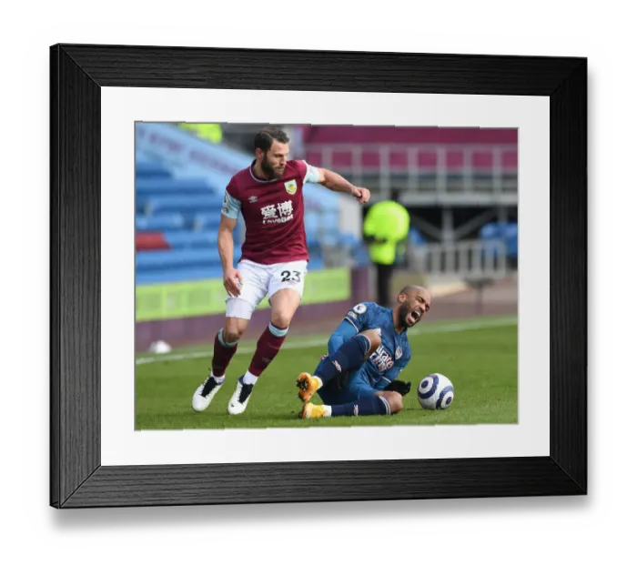 Framed Print : Burnley vs. Arsenal: Lacazette Fouls Marred Premier League Clash Amidst Empty Stands (March 2021)