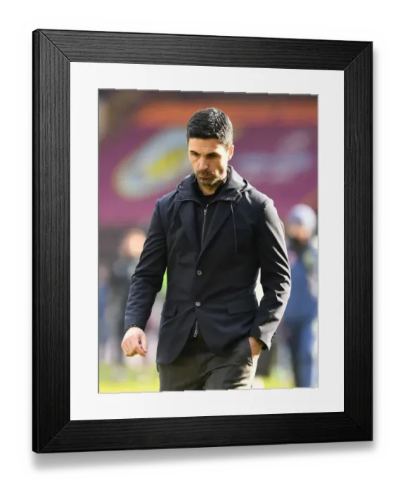 Framed Print : Mikel Arteta at Burnley: Arsenal Manager Amid Empty Stands in Premier League Match (Burnley v Arsenal 2021)