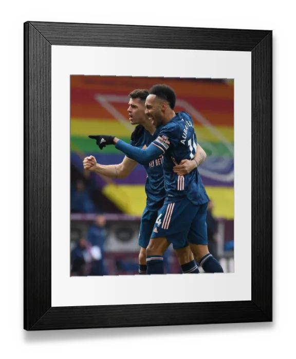 Framed Print : Aubameyang's Lone Goal: Arsenal's Victory in Empty Turf Moor Against Burnley (2020-21)