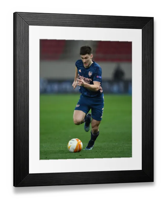 Framed Print : Arsenal's Kieran Tierney in Action at Empty Olympiacos Stadium - UEFA Europa League Round of 16, Piraeus, Greece (March 2021)