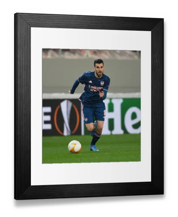 Framed Print : Empty Karaiskakis Stadium: Arsenal's Dani Ceballos Plays in Quiet UEFA Europa League Match Against Olympiacos