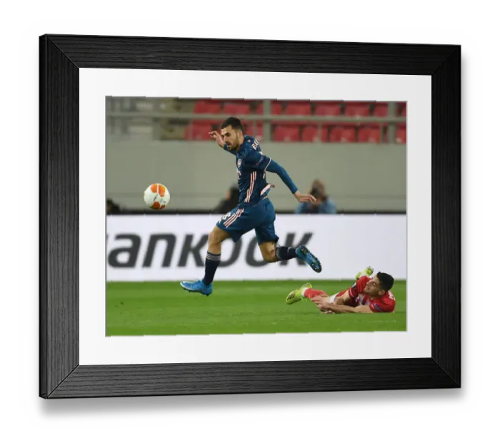 Framed Print : Arsenal's Dani Ceballos Breaks Past Olympiacos Ahmed Hassan in Empty Europa League Stadium Framed Print : Arsenal's Dani Ceballos Breaks Past Olympiacos Ahmed Hassan in Empty Europa League Stadium