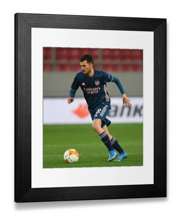 Framed Print : Arsenal's Dani Ceballos in Action at Empty Olympiacos Stadium - UEFA Europa League Round of 16, Piraeus, Greece (March 2021)