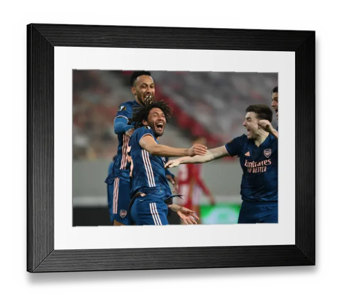 Framed Print : Arsenal's Europa League Triumph: Elneny Scores Historic Third Goal in Empty Karaiskakis Stadium