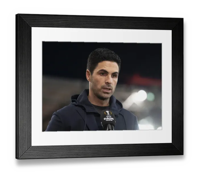 Framed Print : Arsenal's Mikel Arteta Pre-Match Press Conference: Olympiacos vs Arsenal, UEFA Europa League Round of 16 (Behind Closed Doors)