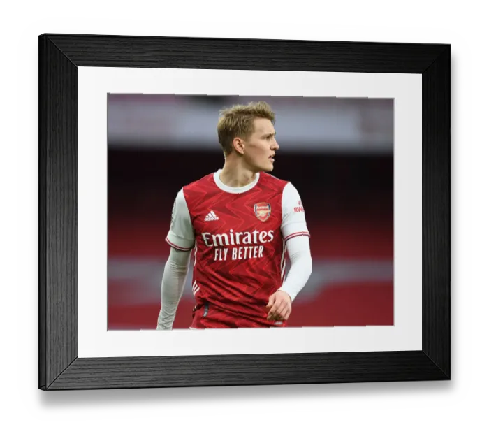 Framed Print : Martin Odegaard in Action: Arsenal vs. Tottenham Hotspur at Emirates Stadium - Premier League 2021 (Empty Stadium)