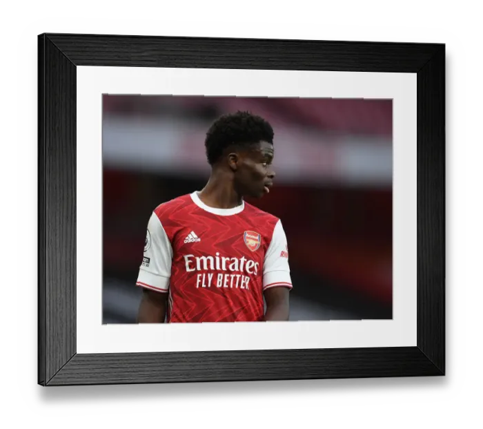 Framed Print : Arsenal's Bukayo Saka in Action Against Tottenhotspur in Empty Emirates Stadium - Premier League 2020-21