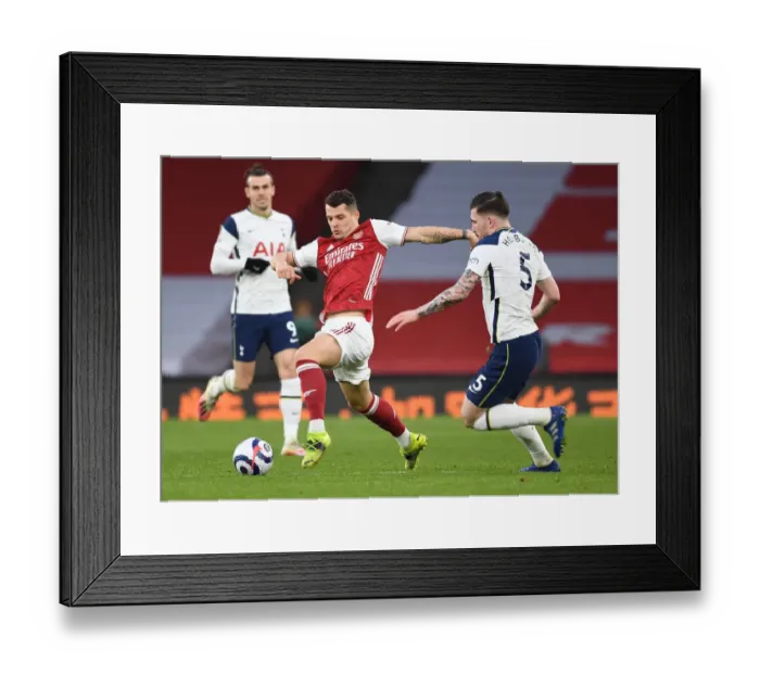 Framed Print : Xhaka Breaks Past Hojbjerg: Arsenal vs. Tottenham, Premier League 2021 (Behind Closed Doors) Framed Print : Xhaka Breaks Past Hojbjerg: Arsenal vs. Tottenham, Premier League 2021 (Behind Closed Doors)