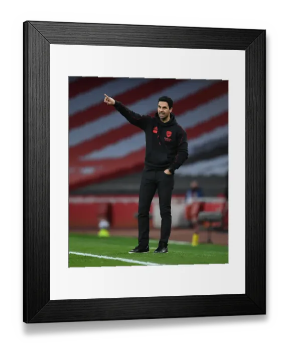 Framed Print : Arsenal vs. Tottenham: Mikel Arteta Leads the Gunners in Empty Emirates Stadium