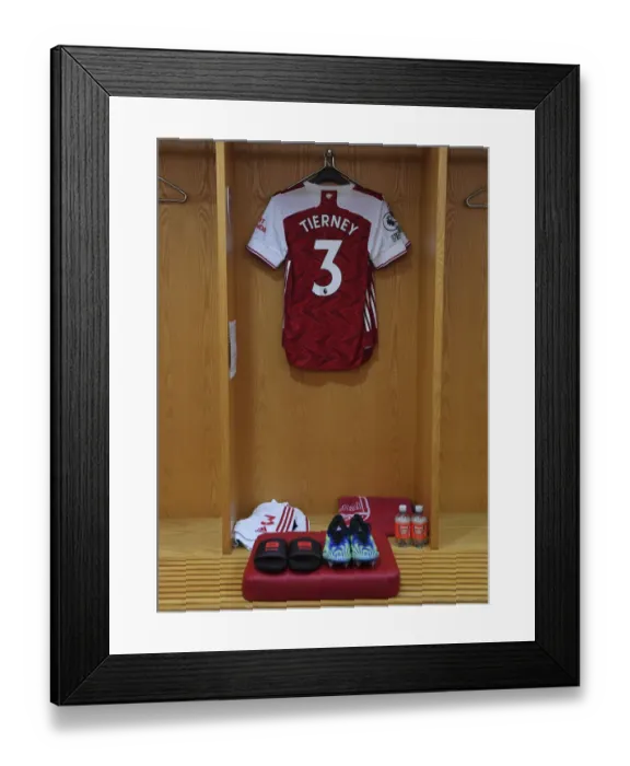 Framed Print : Arsenal vs. Tottenham: Kieran Tierney's Pre-Match Routine Amid Empty Emirates Stadium (2020-21)