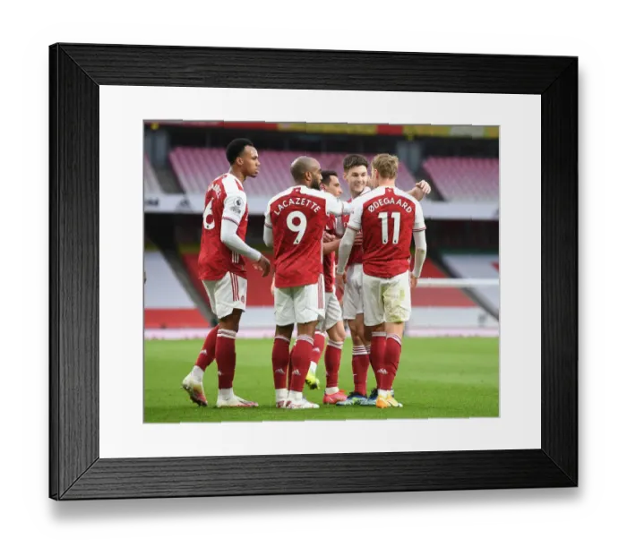 Framed Print : Martin Odegaard Scores First Arsenal Goal Against Tottenham in Empty Emirates Stadium (2020-21)