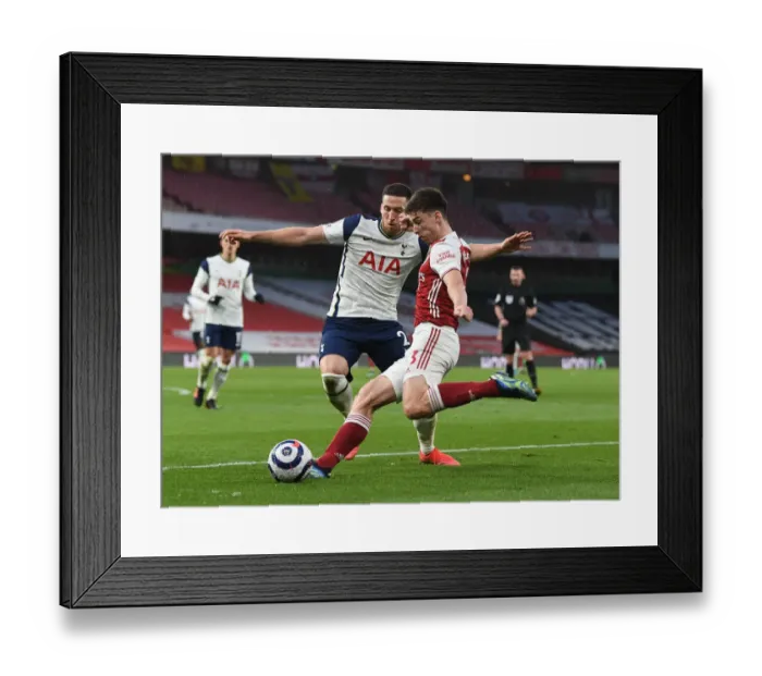 Framed Print : Clash of Rivals: Empty Arsenal vs. Tottenham at Emirates Stadium (2020-21)