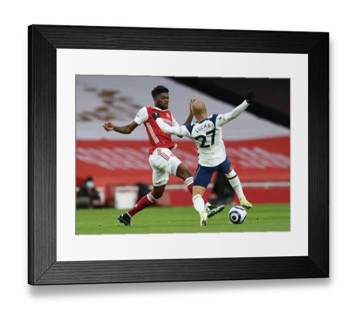 Framed Print : Partey vs. Lucas: A Football Rivalry Erupts in the Arsenal vs. Tottenham Premier League Clash