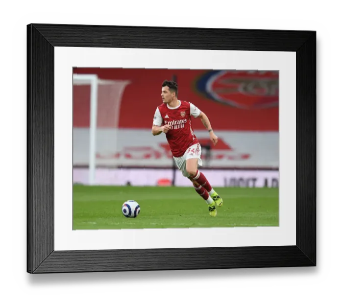 Framed Print : Granit Xhaka: Arsenal vs. Tottenham Showdown in London's Premier League Clash, 2021