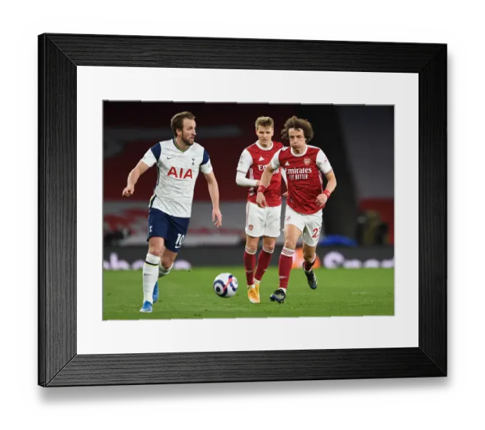 Framed Print : Arsenal vs. Tottenham: David Luiz Shuts Down Harry Kane in Intense Premier League Clash